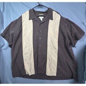 Cubavera Mens Button Front Shirt Size 3X Brown/Beige  Short sleeve